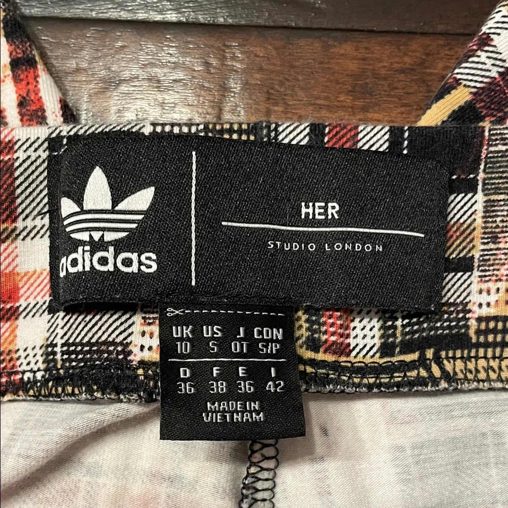 Adidas Plaid Pants with Red and Black Accents - Picture 2 of 2